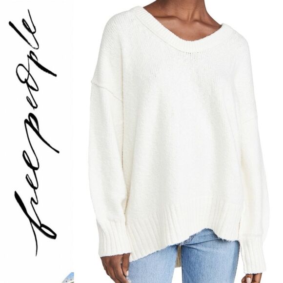 Free People BROOKSIDE TUNIC SWEATER IN IVORY. Various Sizes MED - LG & XL - Picture 1 of 5